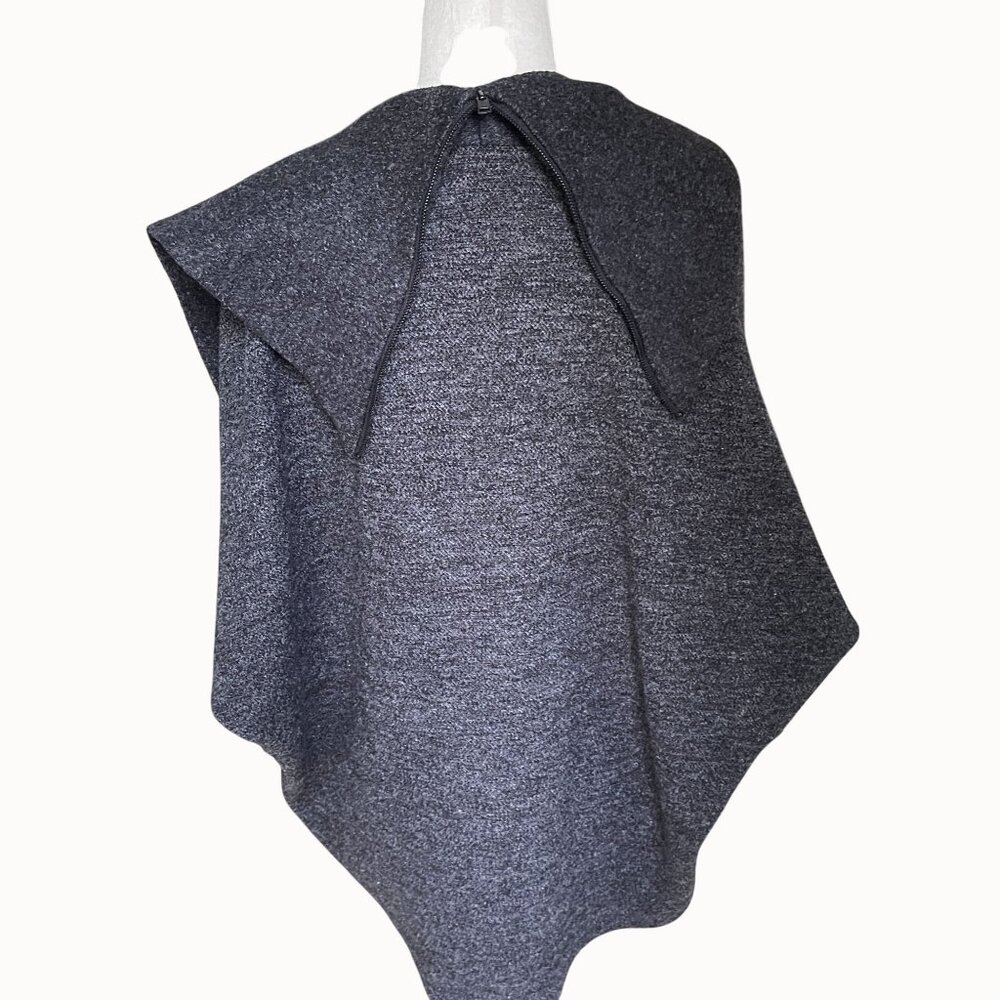 Vtg Saks Fifth Avenue Gray Origami Cocoon Open Front Fleece Wrap Jacket XS - Picture 16 of 16